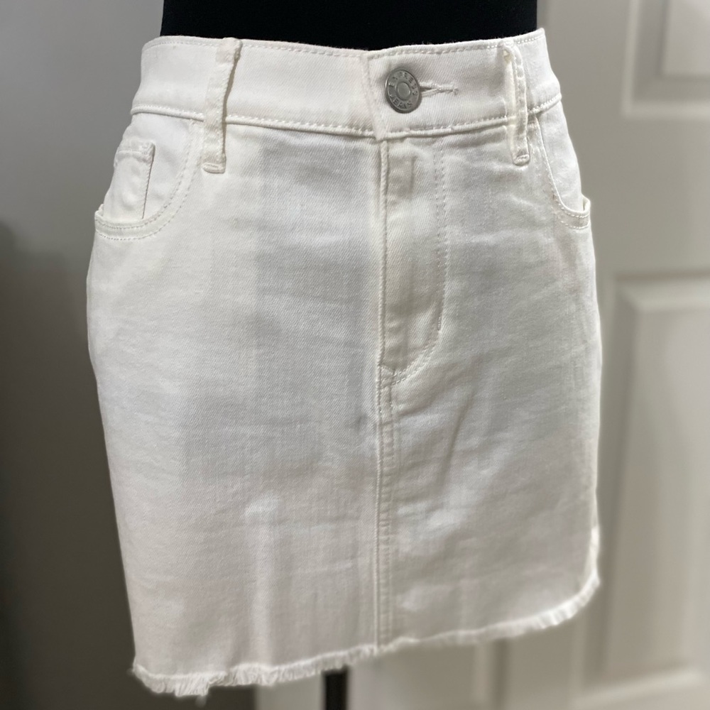 High Waisted White Jean Skirt